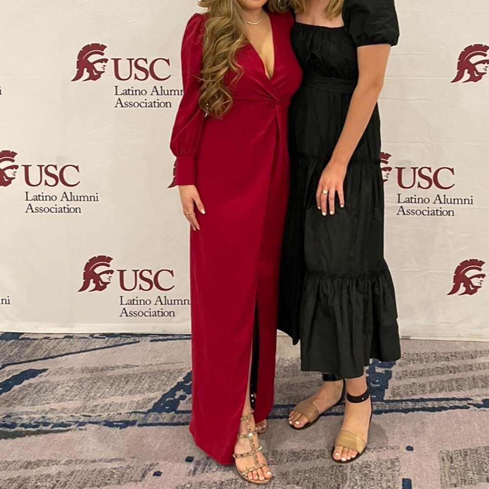 Burgundy long sleeve red cocktail dress